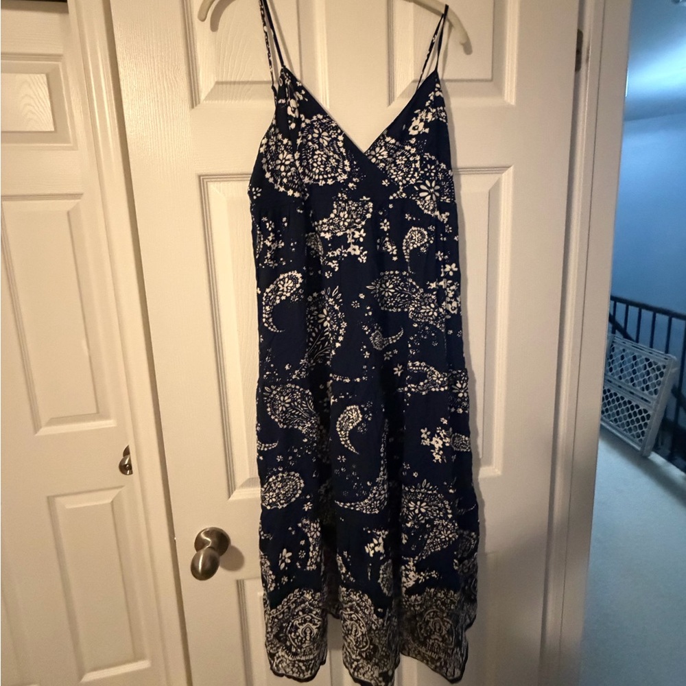 Patrons of Peace Navy and White Paisley Midi Dress